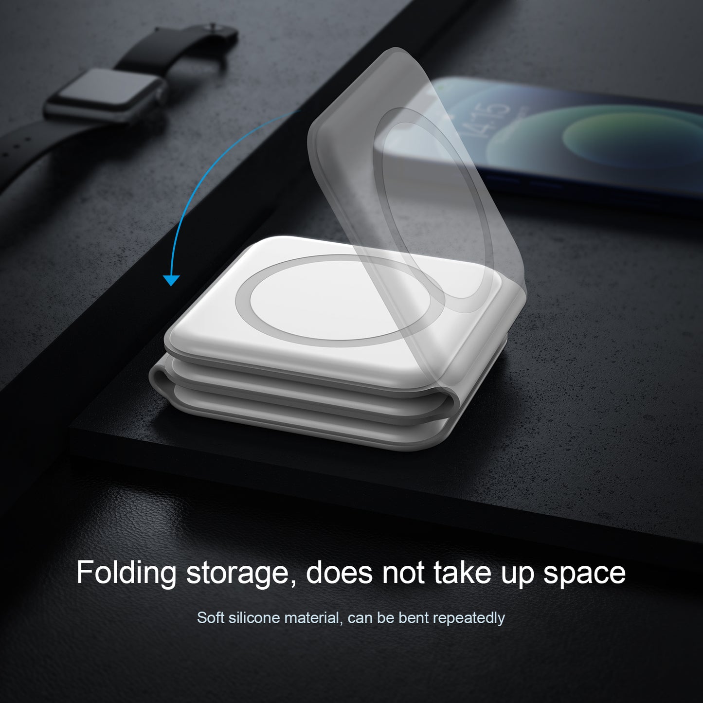 Foldable 3-in-1 Wireless Charger for iPhone, Watch, AirPods