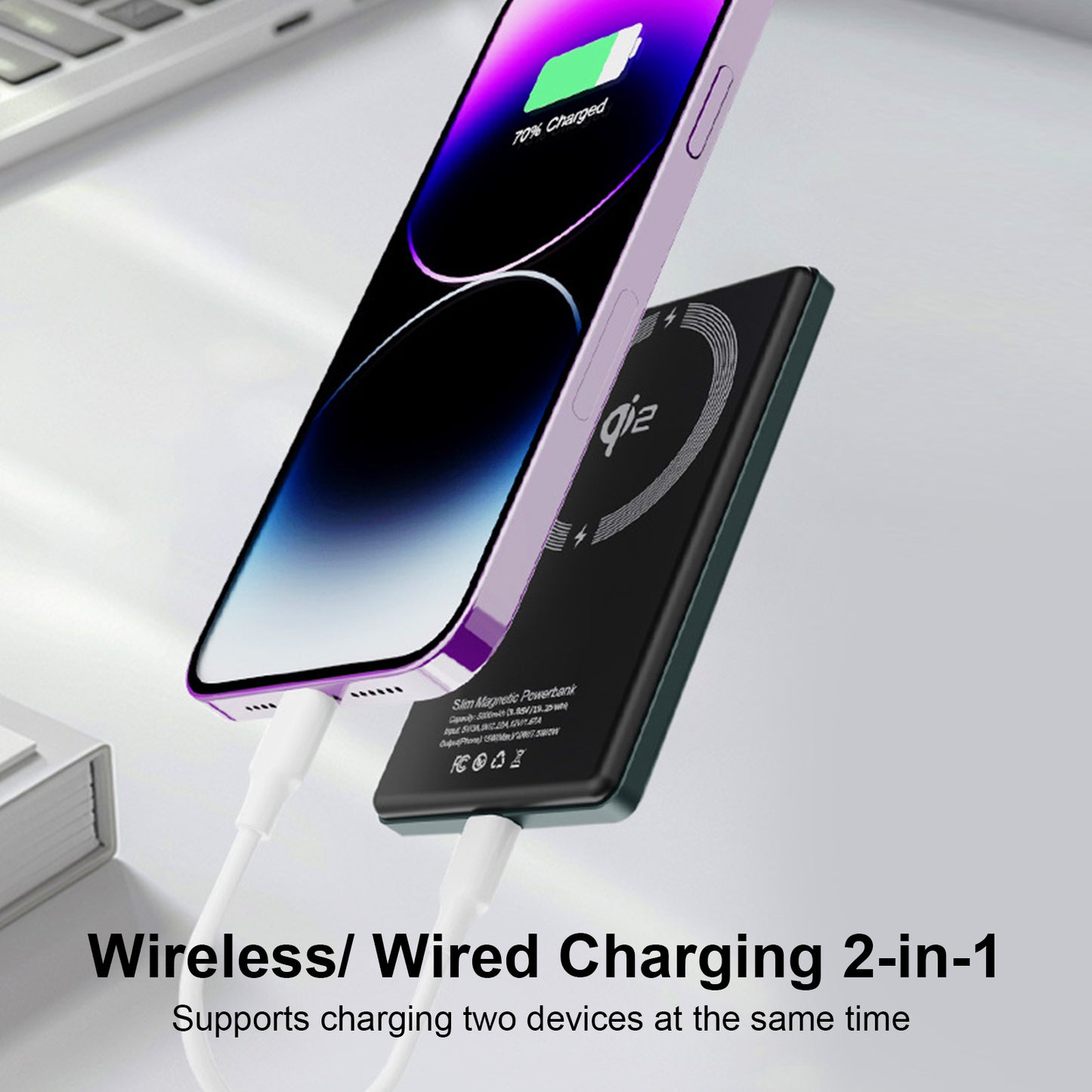 5000mAh Ultra-Thin Portable Magnetic Power Bank