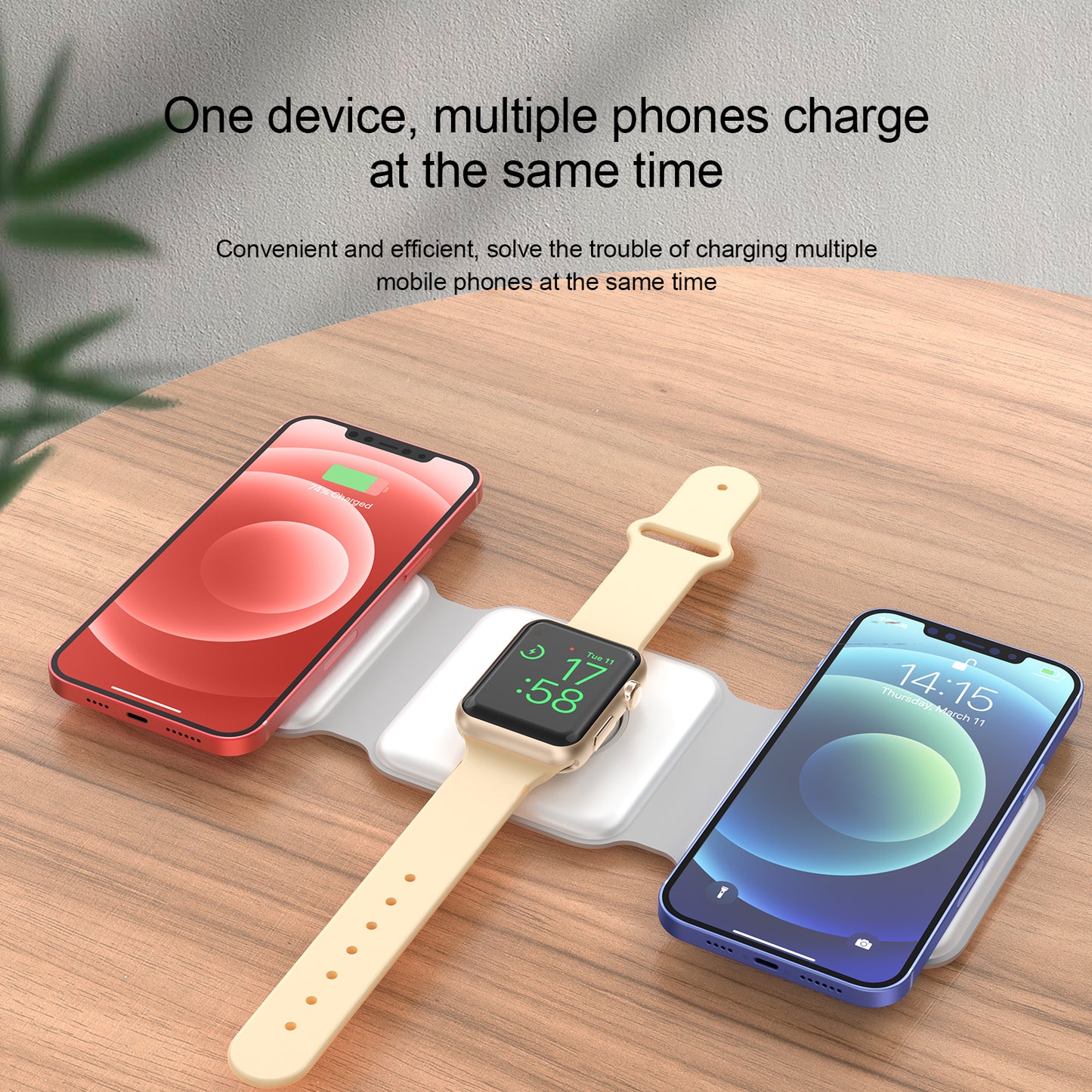 Foldable 3-in-1 Wireless Charger for iPhone, Watch, AirPods