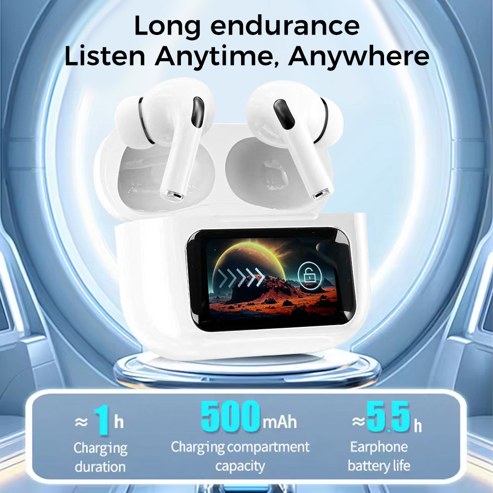 ANC Smart Screen Bluetooth Headphones with APP