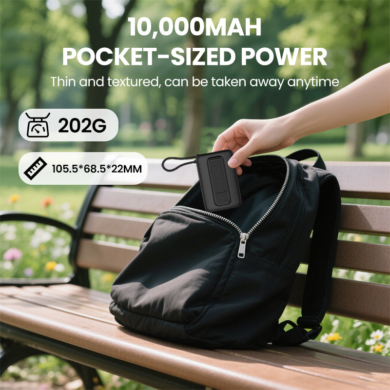 10000mAh Thin Portable Magnetic Power Bank with Strap