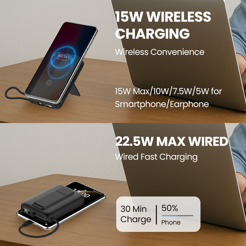 10000mAh Thin Portable Magnetic Power Bank with Strap