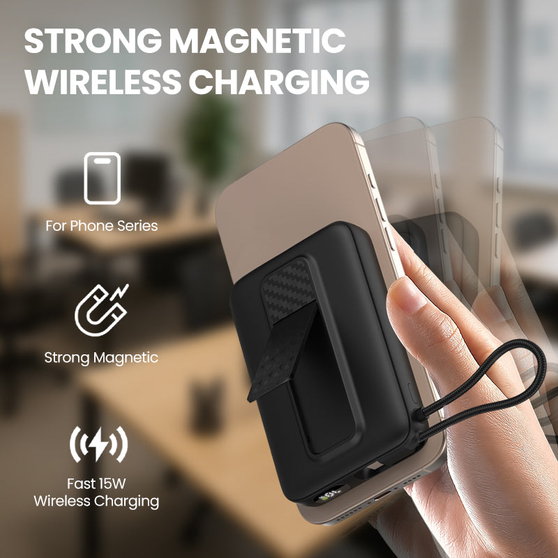 10000mAh Thin Portable Magnetic Power Bank with Strap