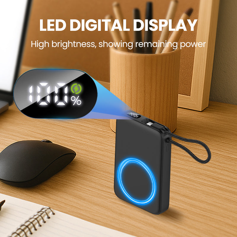 10000mAh Thin Portable Magnetic Power Bank with Strap