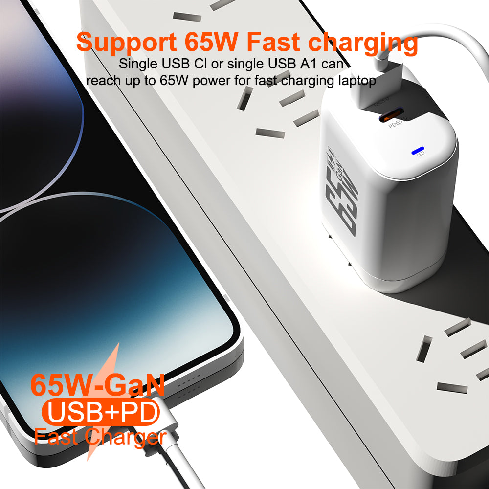 65W GaN Fast Charger with QC3.0 PD