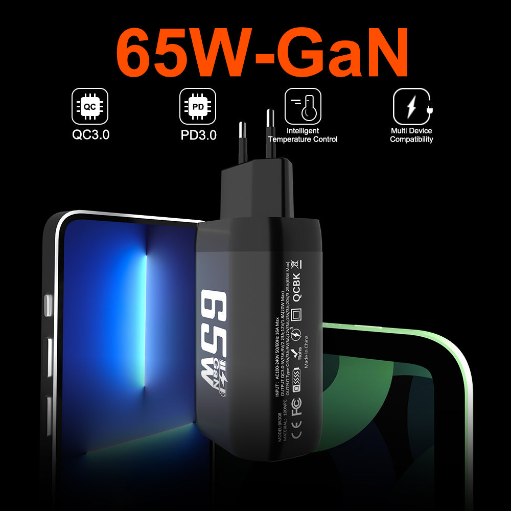 65W GaN Fast Charger with QC3.0 PD