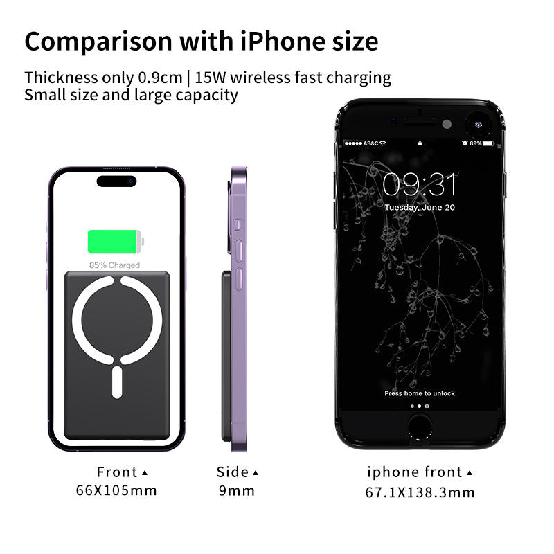 5000mAh Ultra Thin Magnetic Power Bank Aluminum Alloy Fast Charging