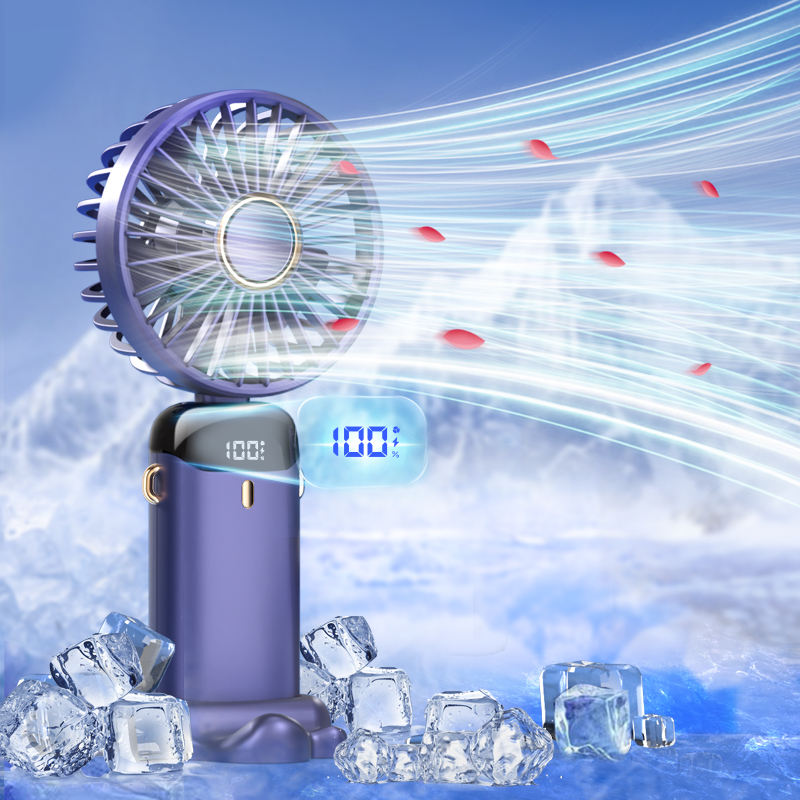 Portable Handheld Fan with Strap and Display