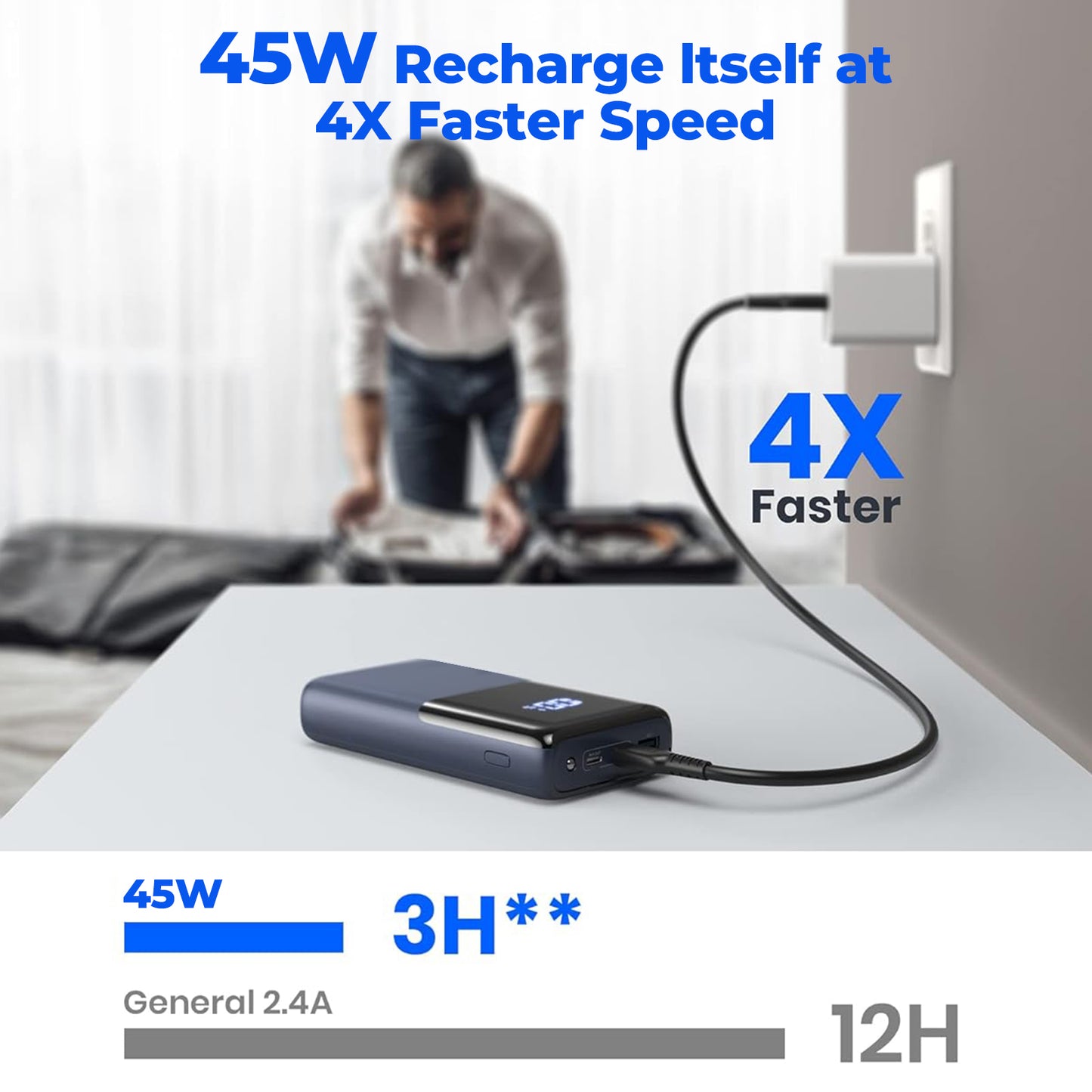 45W 20000mAh Power Bank with Stand and Light