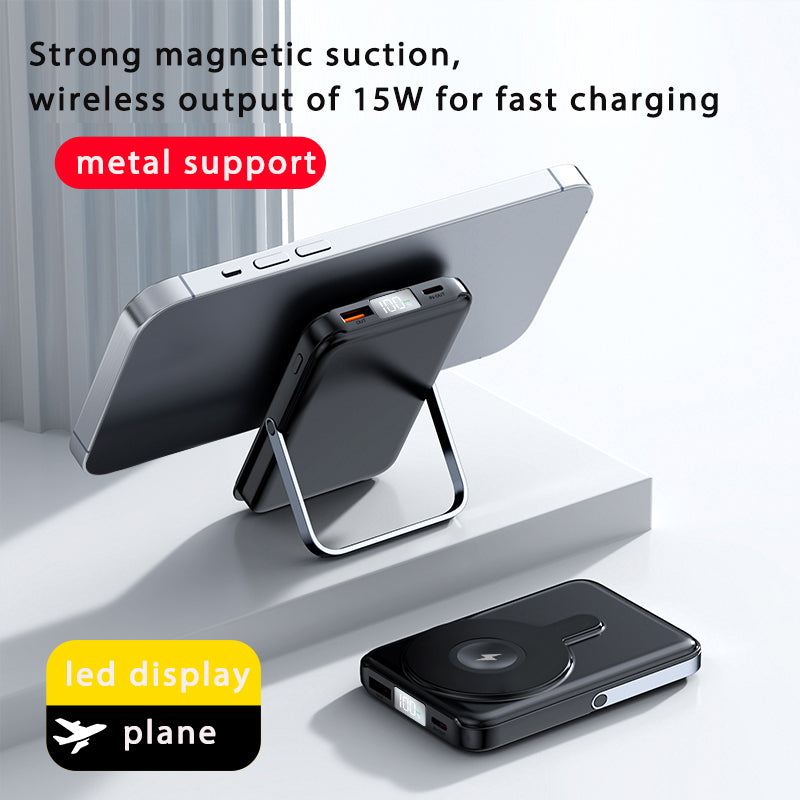 10000mAh Magnetic Power Bank with Phone Stand and Digital Display