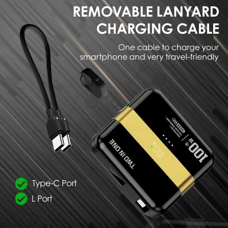10000mAh Power Bank with Lanyard USB Cable and Display
