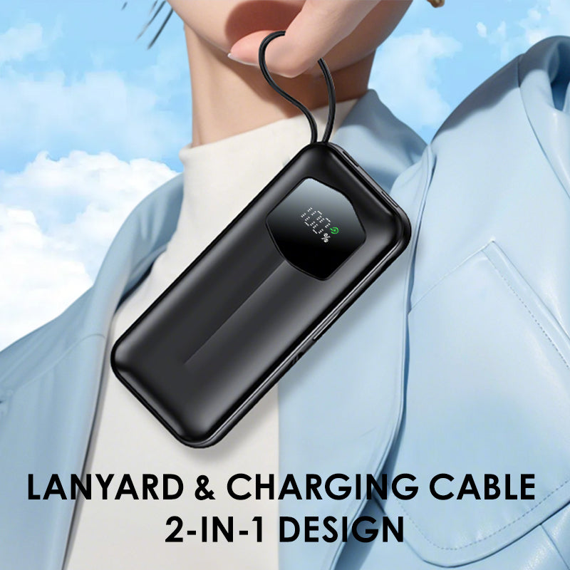 10000mAh Power Bank with Built-in Retractable Charging Cables
