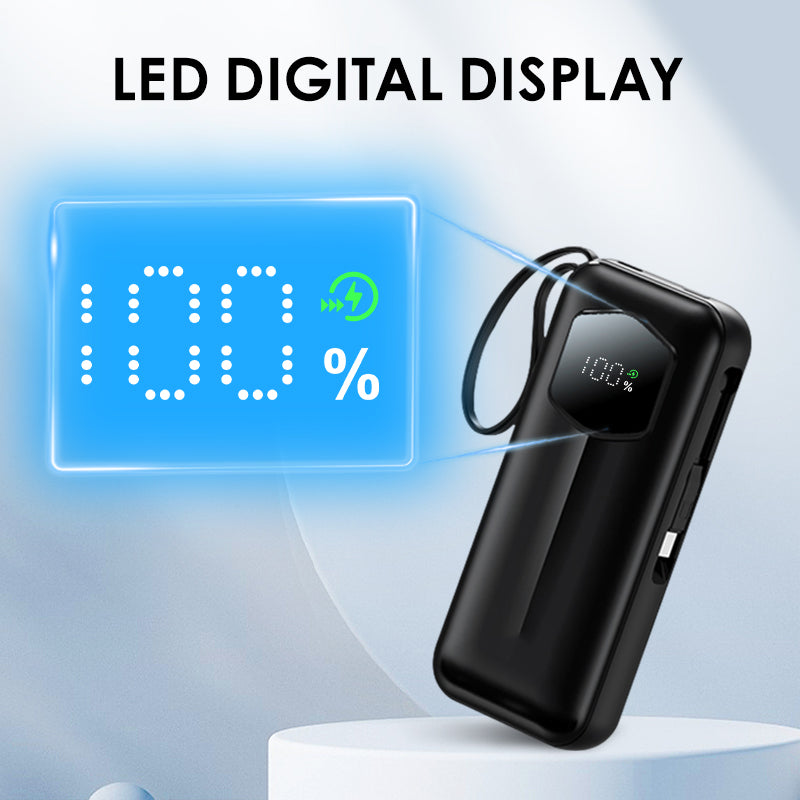 10000mAh Power Bank with Built-in Retractable Charging Cables
