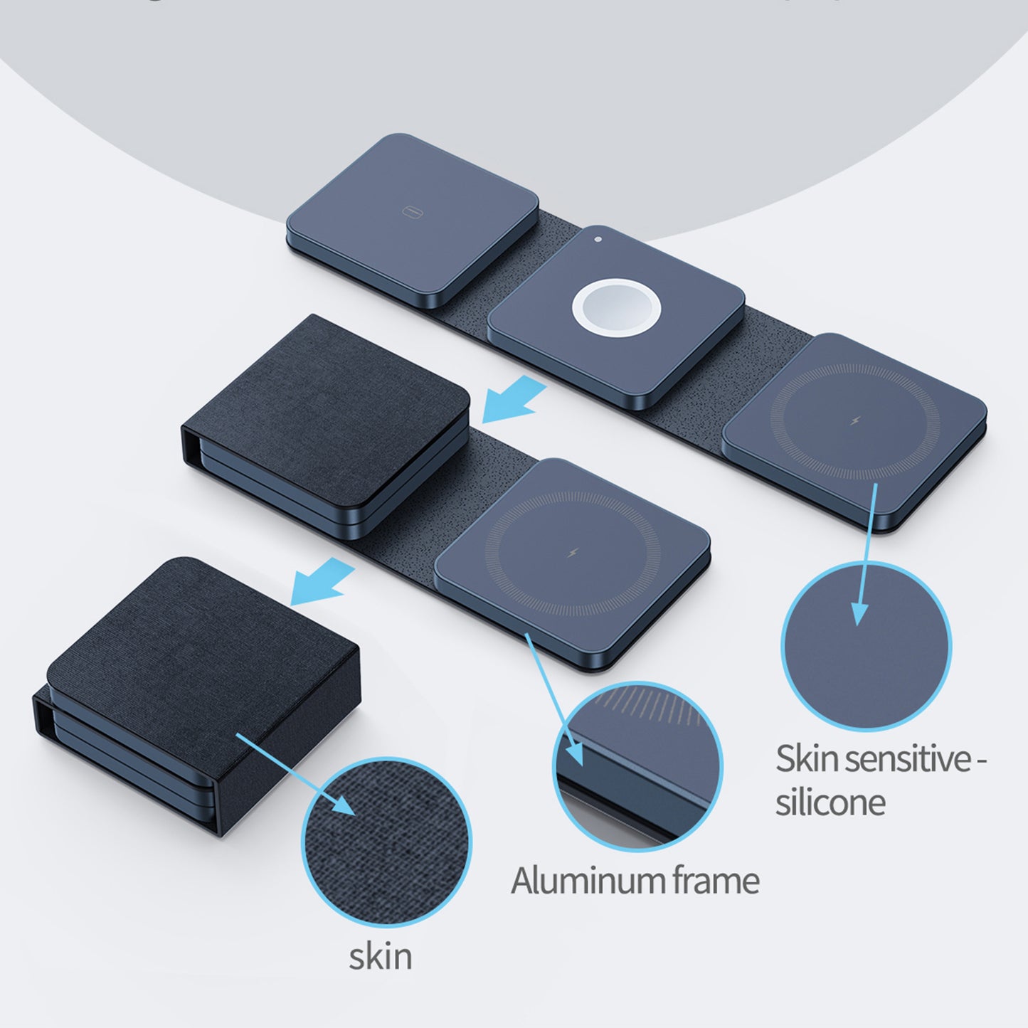 Leather 3-in-1 Foldable Wireless Charger