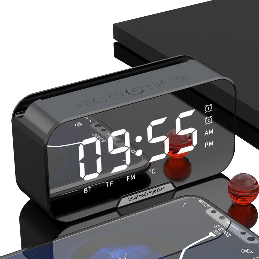 High Quality Mini Alarm Clock Speaker Bluetooth Phone Holder LED Display Digital Portable Speaker