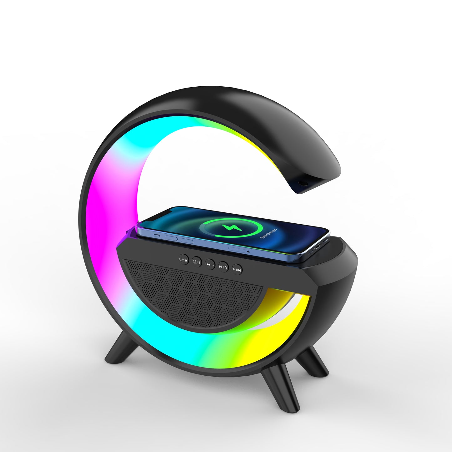 Electronic Bluetooth RGB Night Light Colorful Desktop Table Wireless Charger Station Speaker