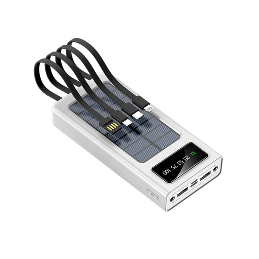 Solar Power Bank Charger 10000mAh built-in cable Waterproof Mobile Power bank solar energy with LED light