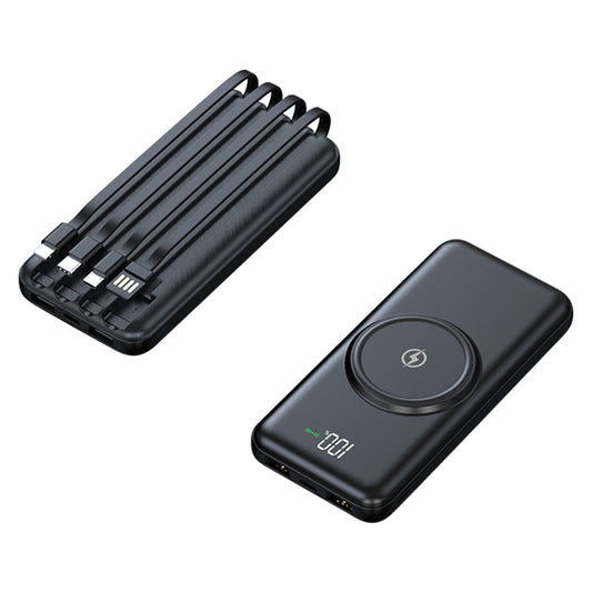 Wireless Charger Power Bank 10000mAh With 3 in 1 Charging Cable LED Display