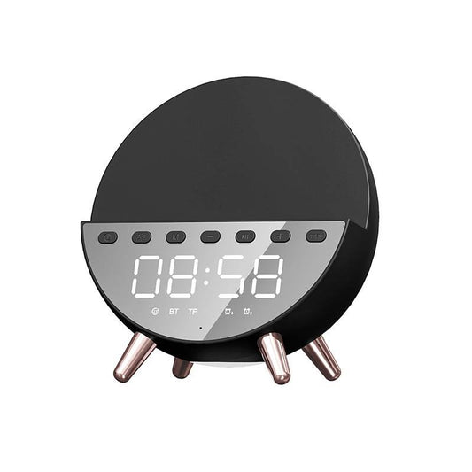 New Multifunctional Bass Stereo BT 5.0 LED Digital 4 in 1 alarm clock wireless charger speaker with FM Radio