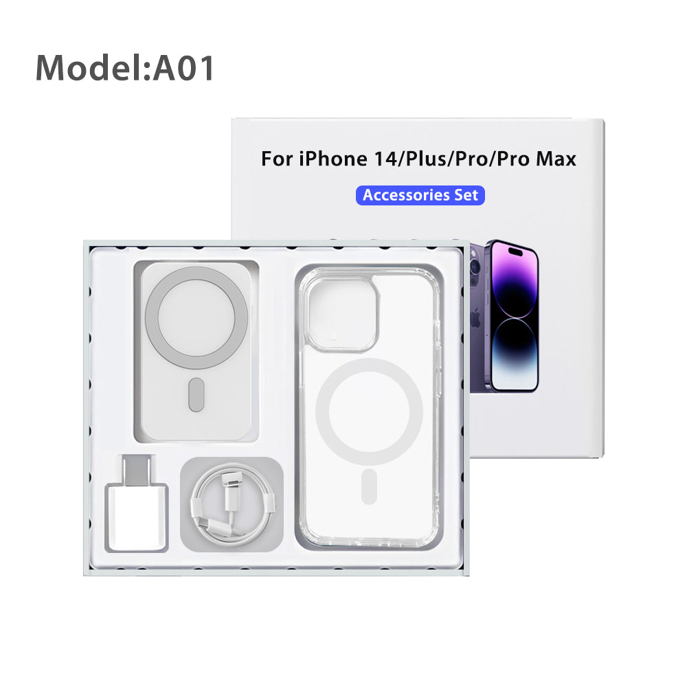 business gift set Luxury iphone 14 cell phone accessories kit with charger phone case earphone power bank