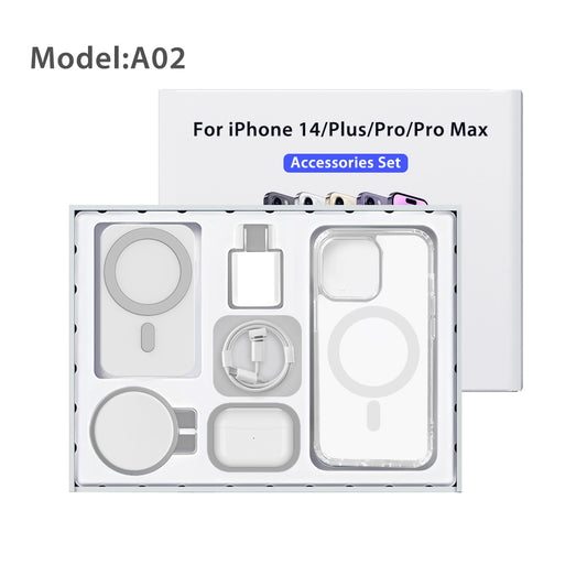 2023 business gift set Luxury iphone 14 cell phone accessories kit with charger phone case earphone power bank
