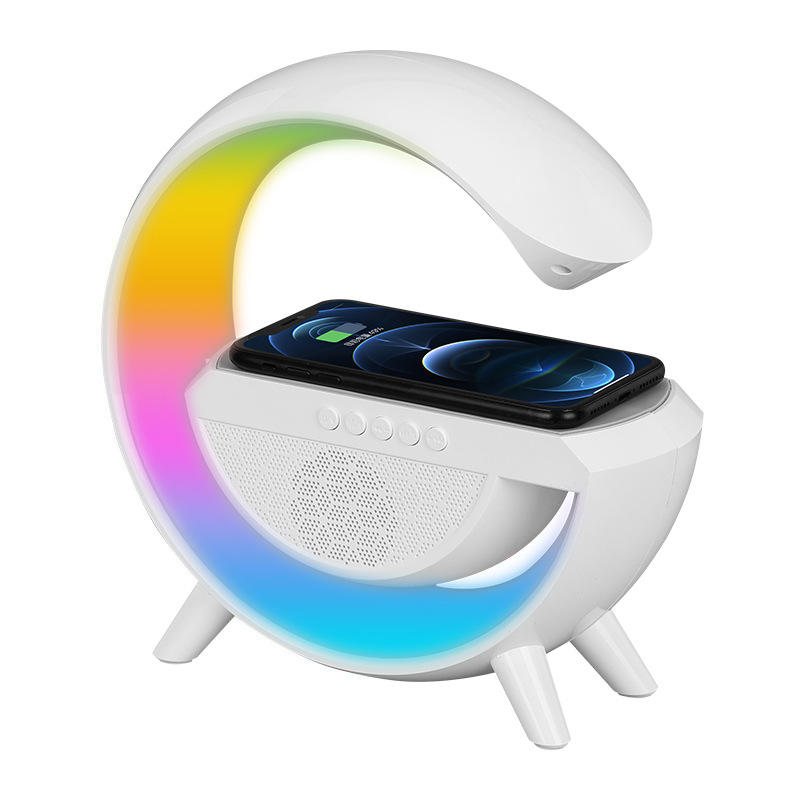 Electronic Bluetooth RGB Night Light Colorful Desktop Table Wireless Charger Station Speaker