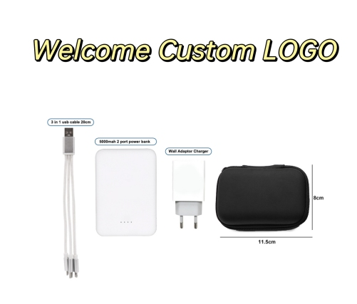 Portable Charging Kit,Included 3000mah Power Bank, 3 in 1 Cable 20cm ,Fast wall charger