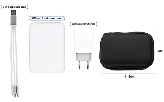 Portable Charging Kit,Included 3000mah Power Bank, 3 in 1 Cable 20cm ,Fast wall charger