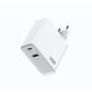 New trending QC USB PD dual port 65W fast charging wall charger for mobile phone, laptop, tablet