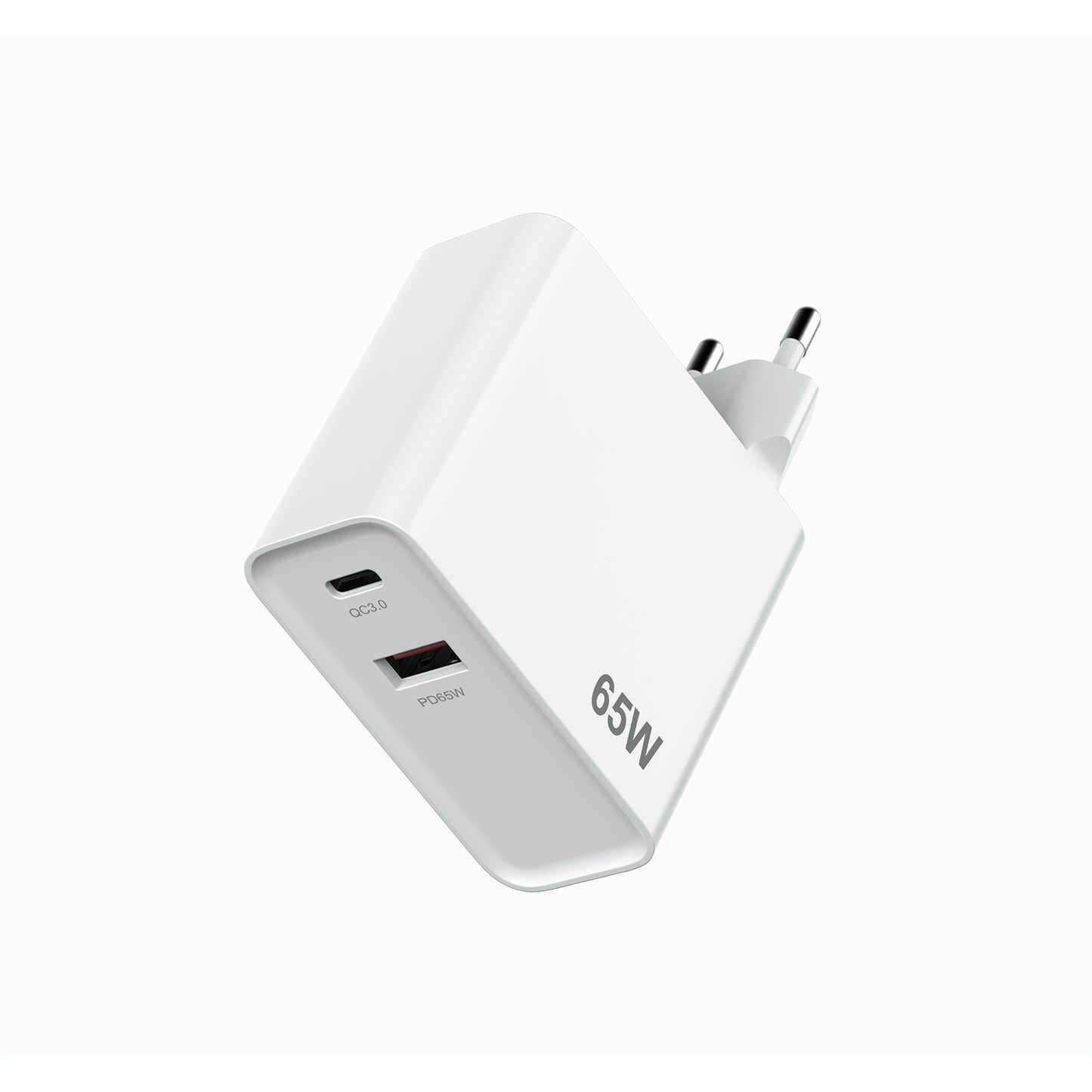 New trending QC USB PD dual port 65W fast charging wall charger for mobile phone, laptop, tablet