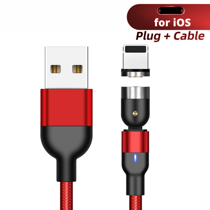 Magnetic USB-A to Lightning Type-C Cable 360°+180° Rotation Charging Cable