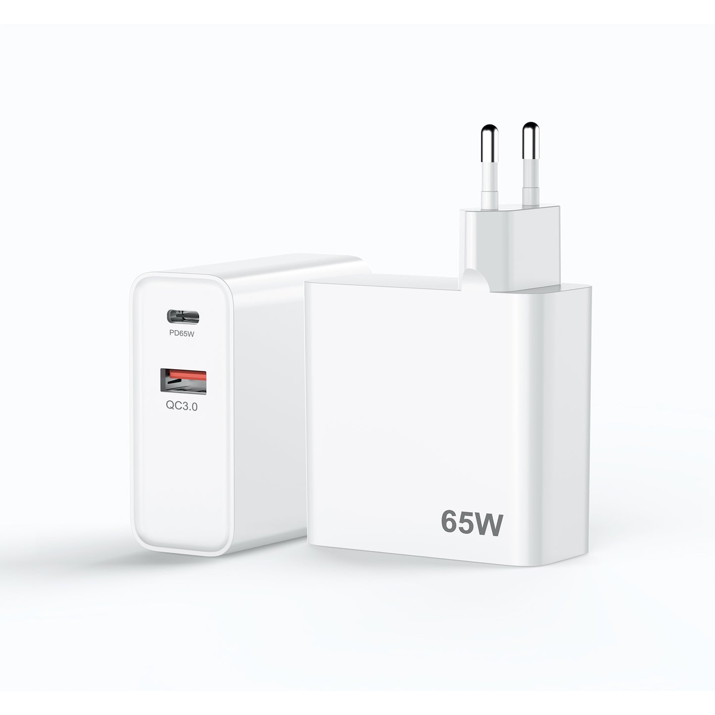 New trending QC USB PD dual port 65W fast charging wall charger for mobile phone, laptop, tablet