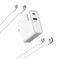 New trending QC USB PD dual port 65W fast charging wall charger for mobile phone, laptop, tablet