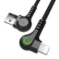 90°Dual Bent Nylon Braided USB-A to Lightning Charger Cable for iPhone iPad