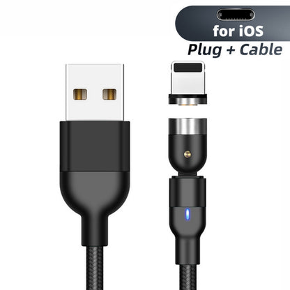 Magnetic USB-A to Lightning Type-C Cable 360°+180° Rotation Charging Cable