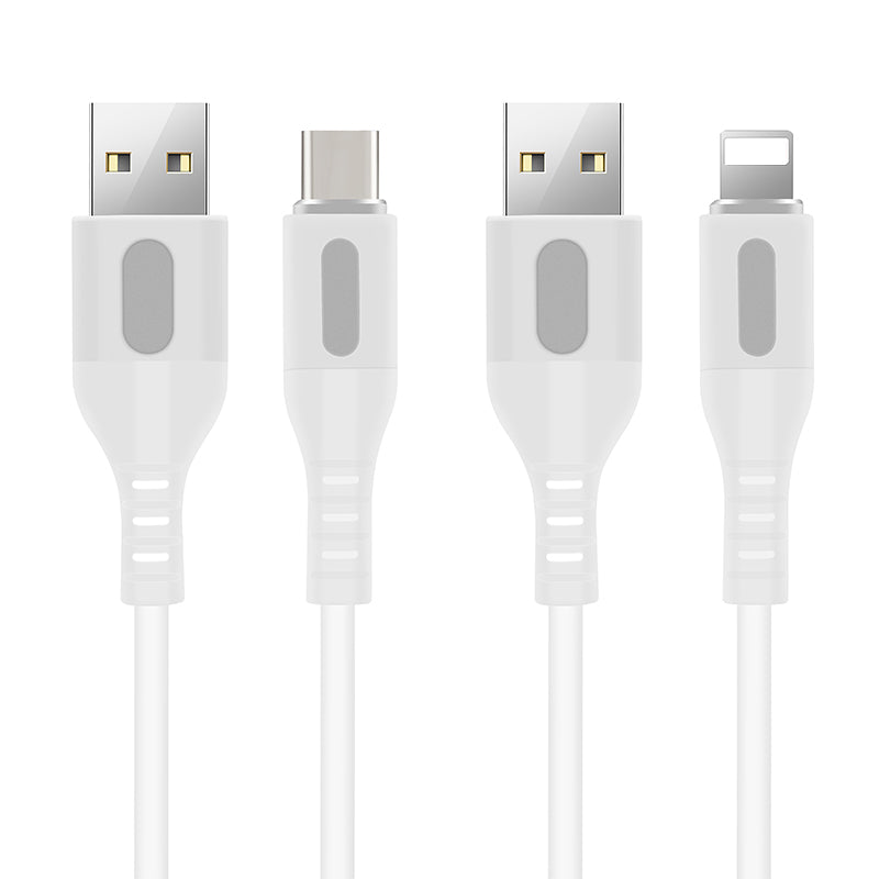 Premium Silicone USB-A to Lightning Cable USB-Micro Type-C with LED Light