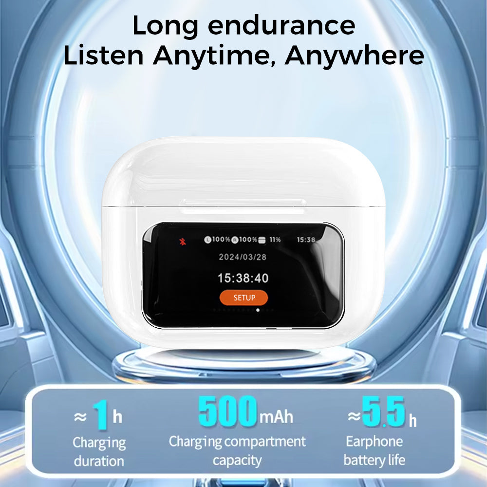 ANC Smart Screen Bluetooth Headphones with APP