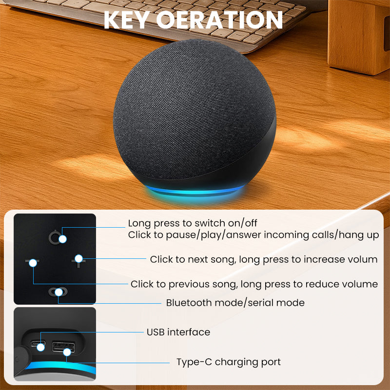 Portable Bluetooth Speaker with Strap and Light