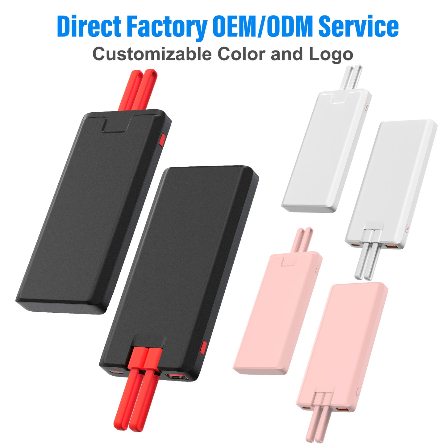 10,000mAh high capacity slim P32 power bank with type C & lightning cables