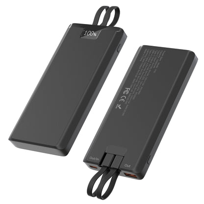 10,000mAh high capacity slim P32 power bank with type C & lightning cables