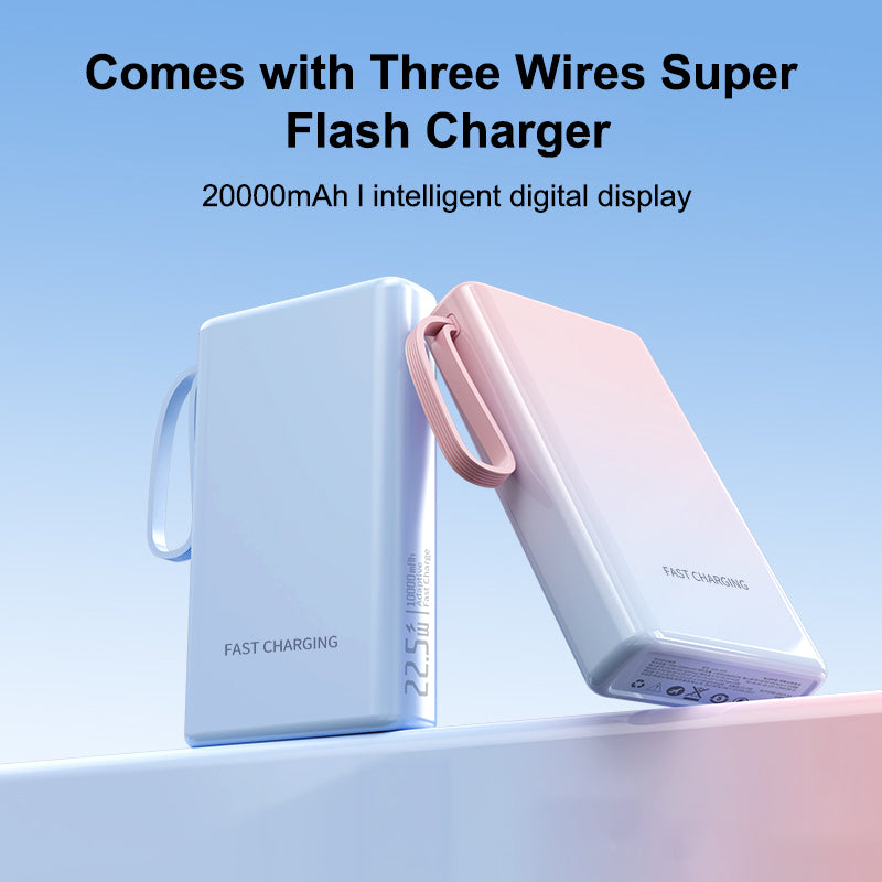 10000mAh Fast Charging Power Bank with 3 Built-in Cables