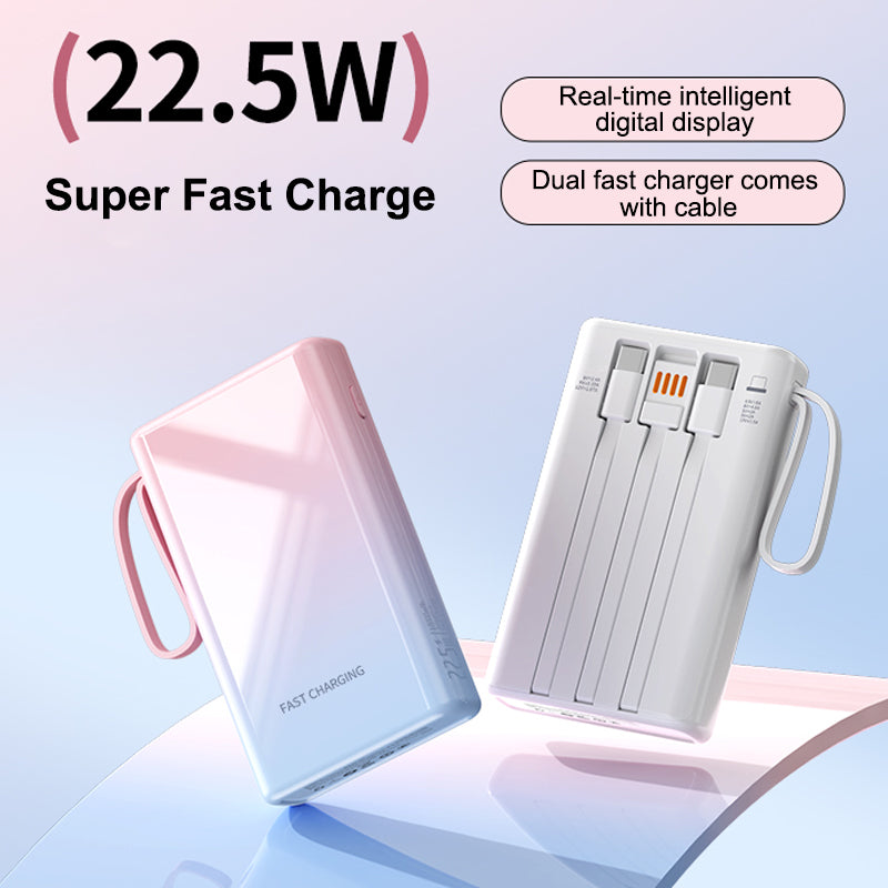 10000mAh Fast Charging Power Bank with 3 Built-in Cables