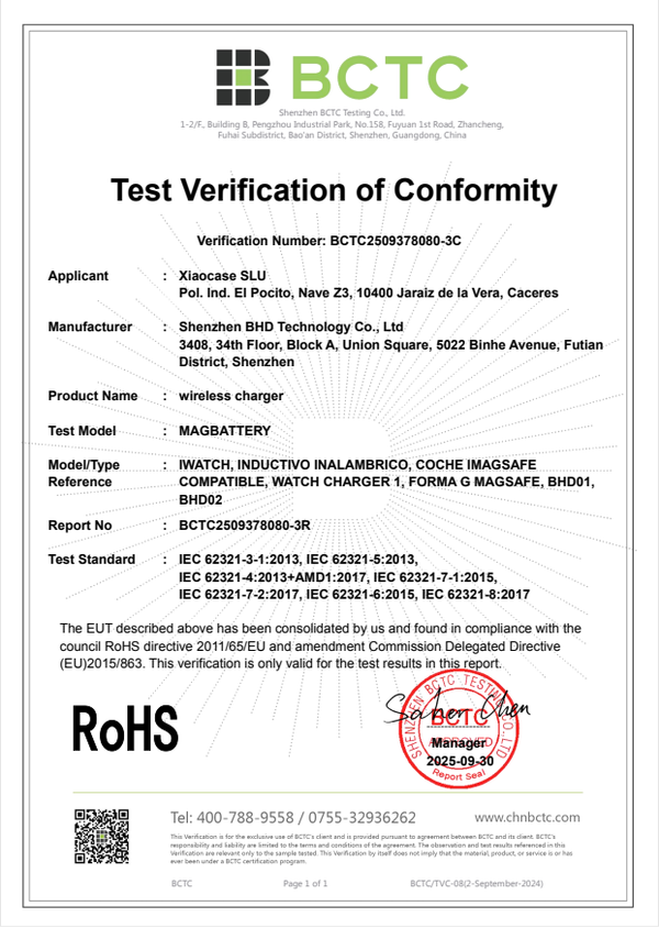 Wireless Charger RoHS Certification