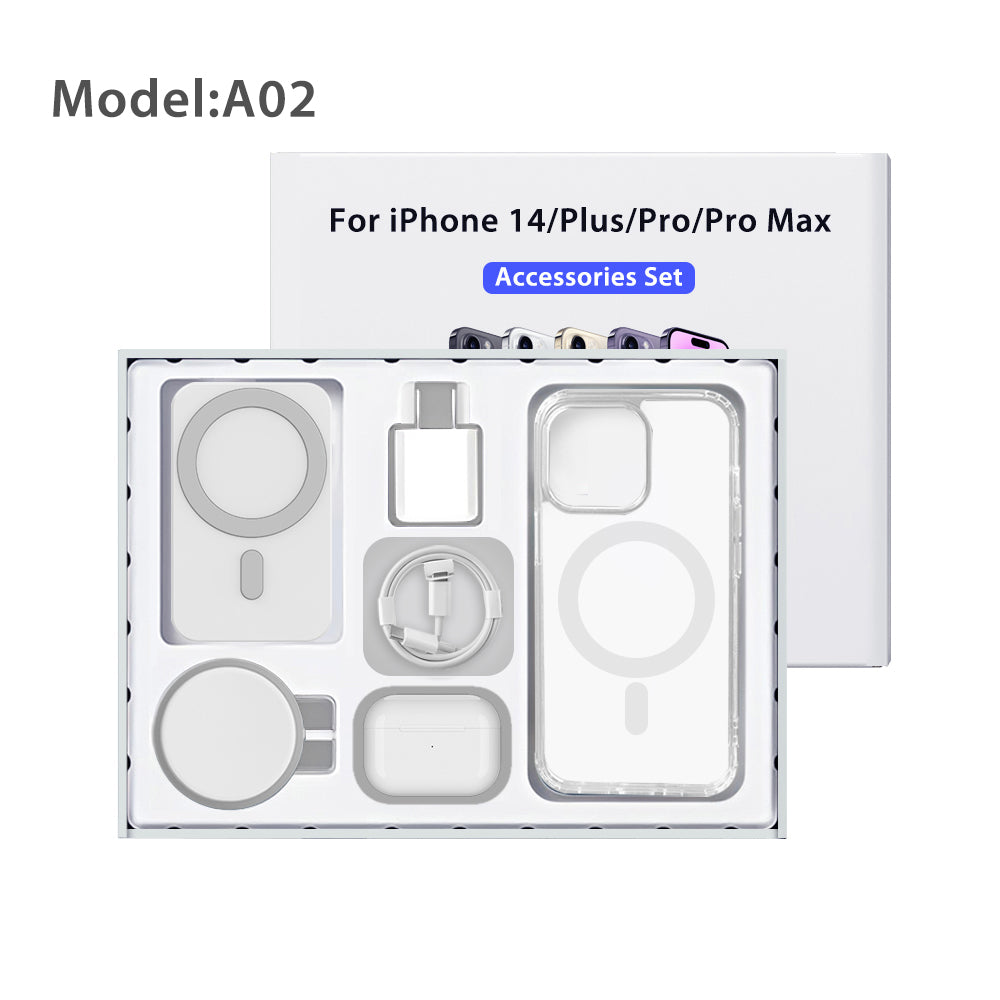 2023 business gift set Luxury iphone 14 cell phone accessories kit with charger phone case earphone power bank